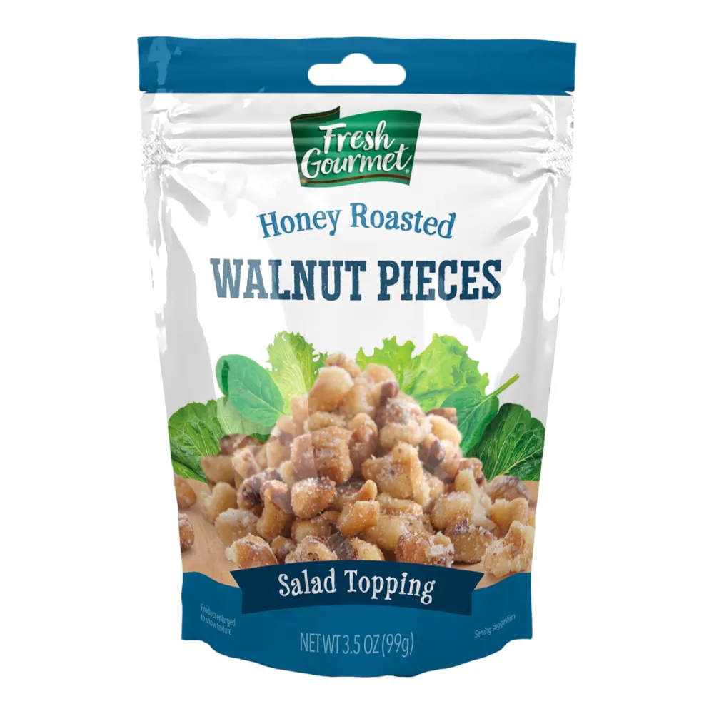 Fresh Gourmet Glazed Walnut Pieces | Honey Roasted Flavor |3.5 Ounce, Pack of 9 | Crunchy Snack and Salad Topper