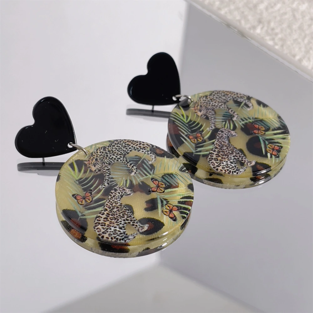 Women's Fashion Earrings Acrylic Embossed Print