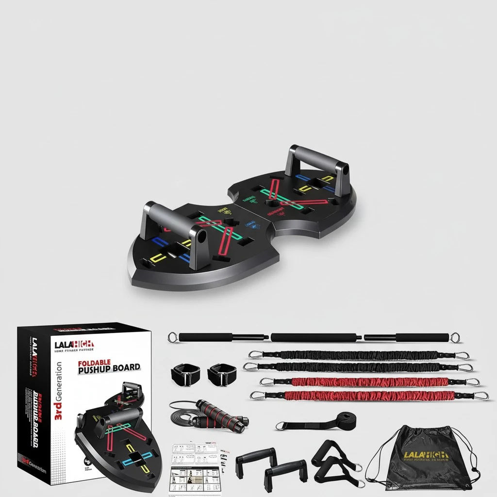 LALAHIGH Portable Exercise Equipment with 22 Gym Accessories, 25 in 1 Push Up Board Fitness,Pushup Board Work from Home Fitness with Resistance Bands, Ab Roller Wheel,Full Body Workout at Home for Men and Women