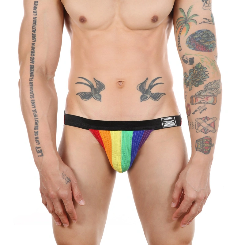 Men's Classic Sports Fitness T-back Rainbow Color Double G-string