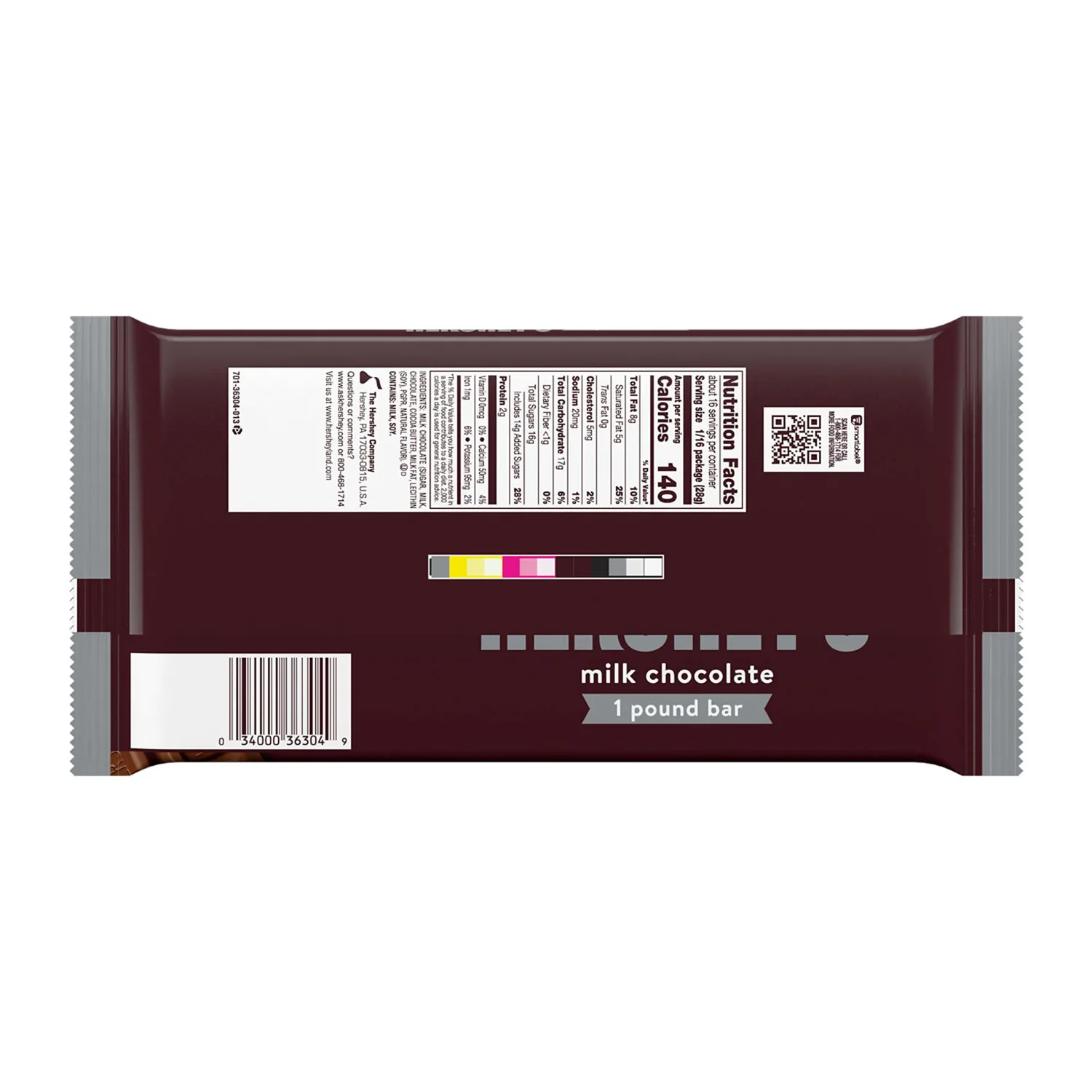 HERSHEY'S Milk Chocolate Candy Gift Bar, 1 lb