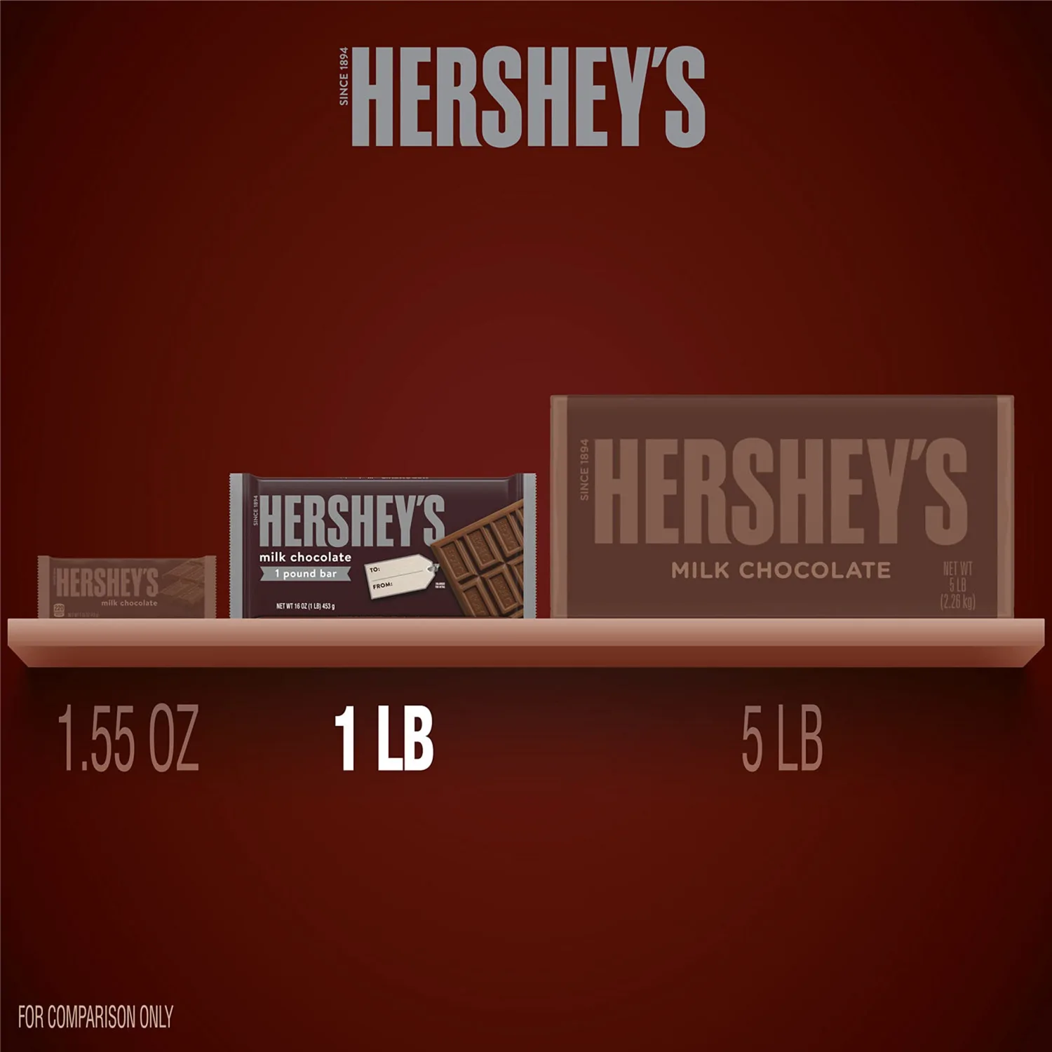 HERSHEY'S Milk Chocolate Candy Gift Bar, 1 lb