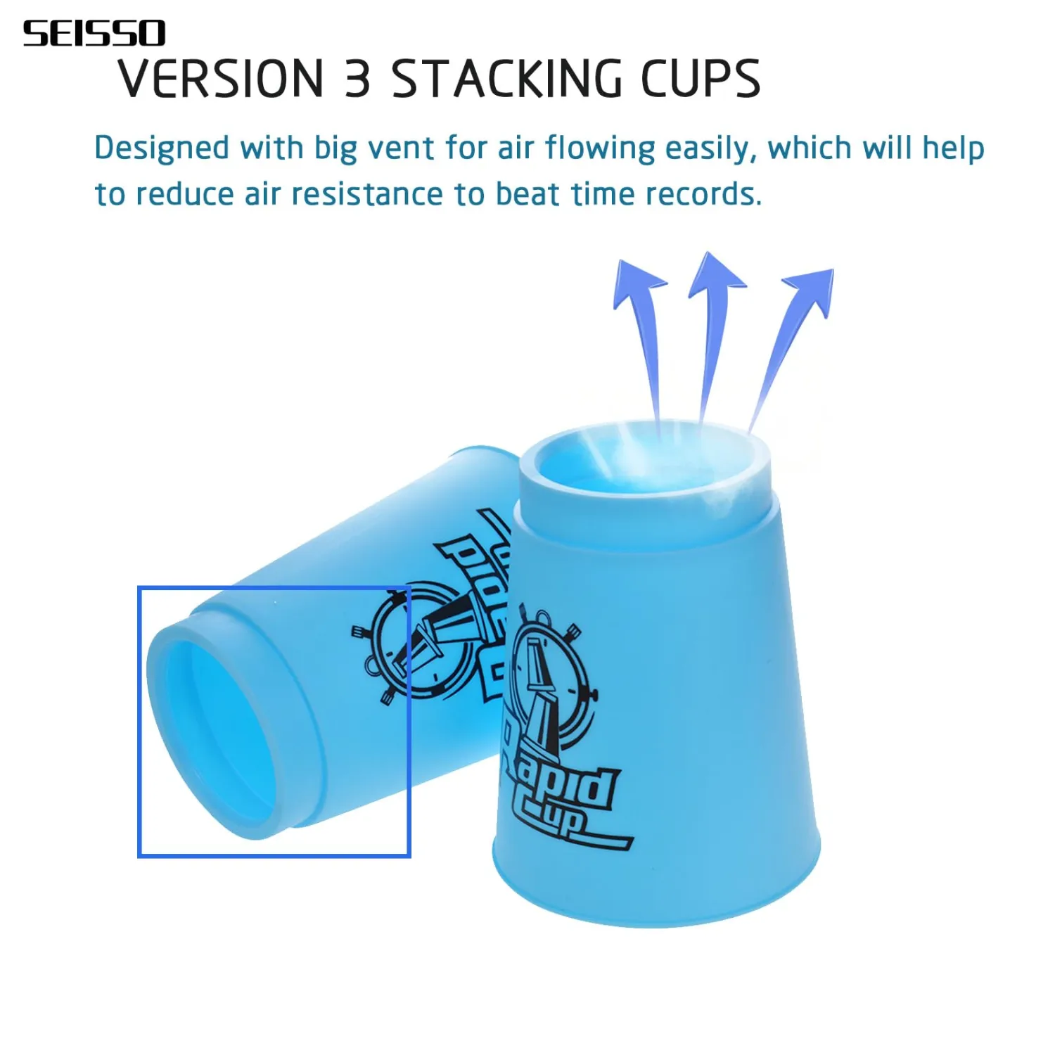 SEISSO Quick Stacks Cups,12PCS Stacking Cup Set,Stacking Cups Training Game,Great Gift Idea for Boys Girls(Bule)