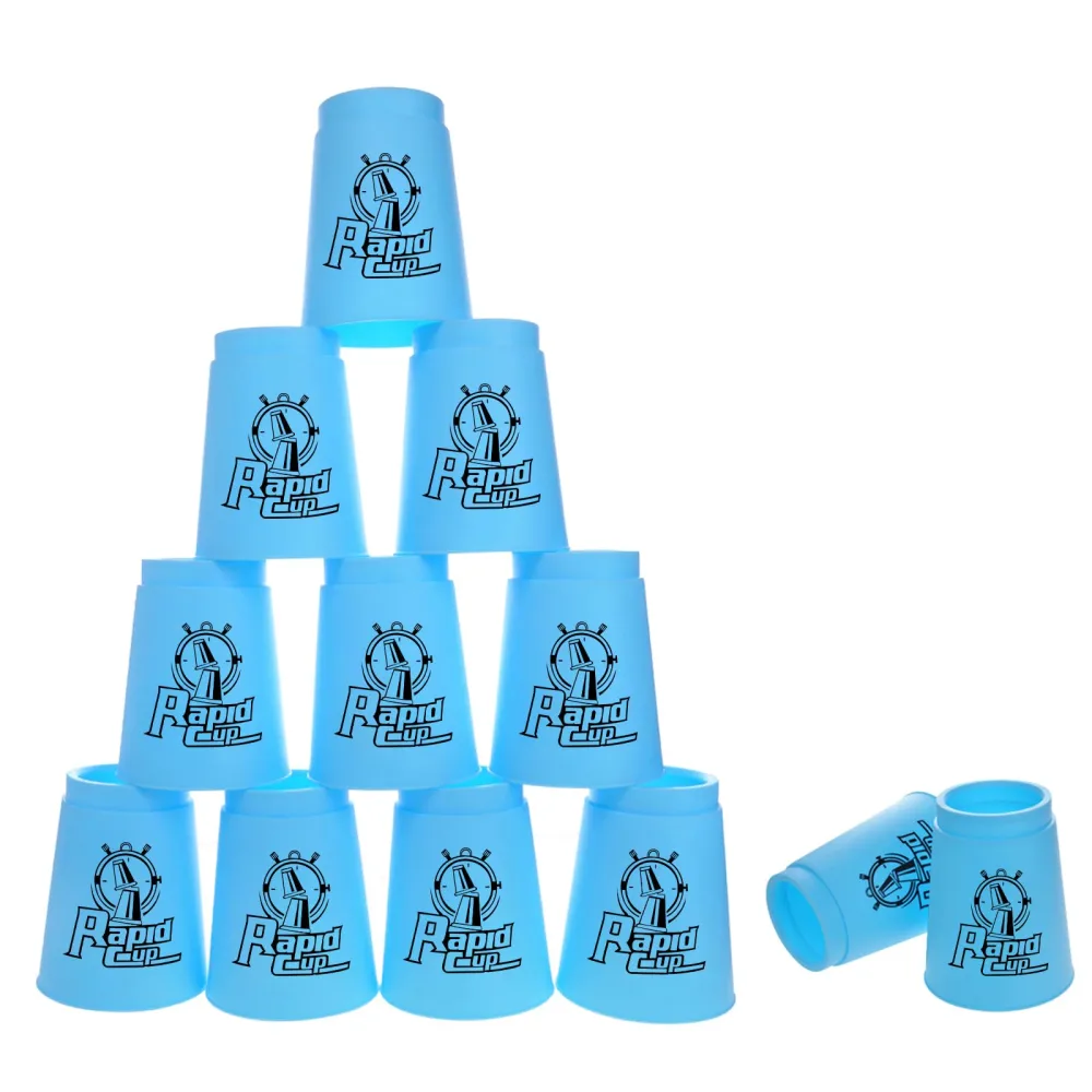 SEISSO Quick Stacks Cups,12PCS Stacking Cup Set,Stacking Cups Training Game,Great Gift Idea for Boys Girls(Bule)