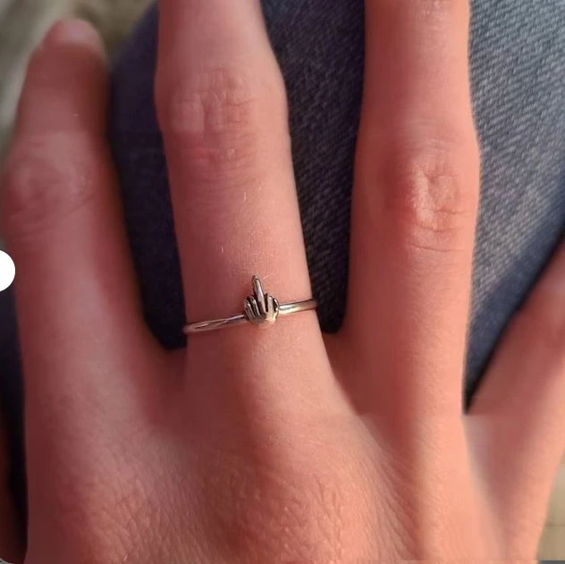 Fashion Jewelry Silver Alloy Middle Finger Ring