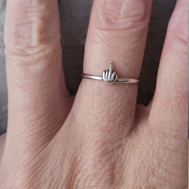 Silver Alloy Middle Finger Ring