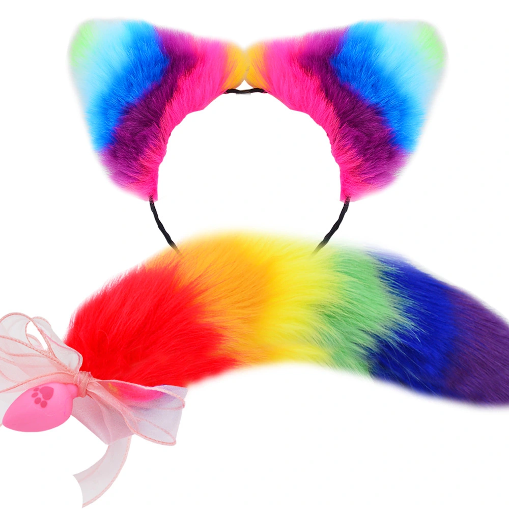 Silicone Cat Claw Colorful Foxtail Hair Ball Tail Anal Plug Set