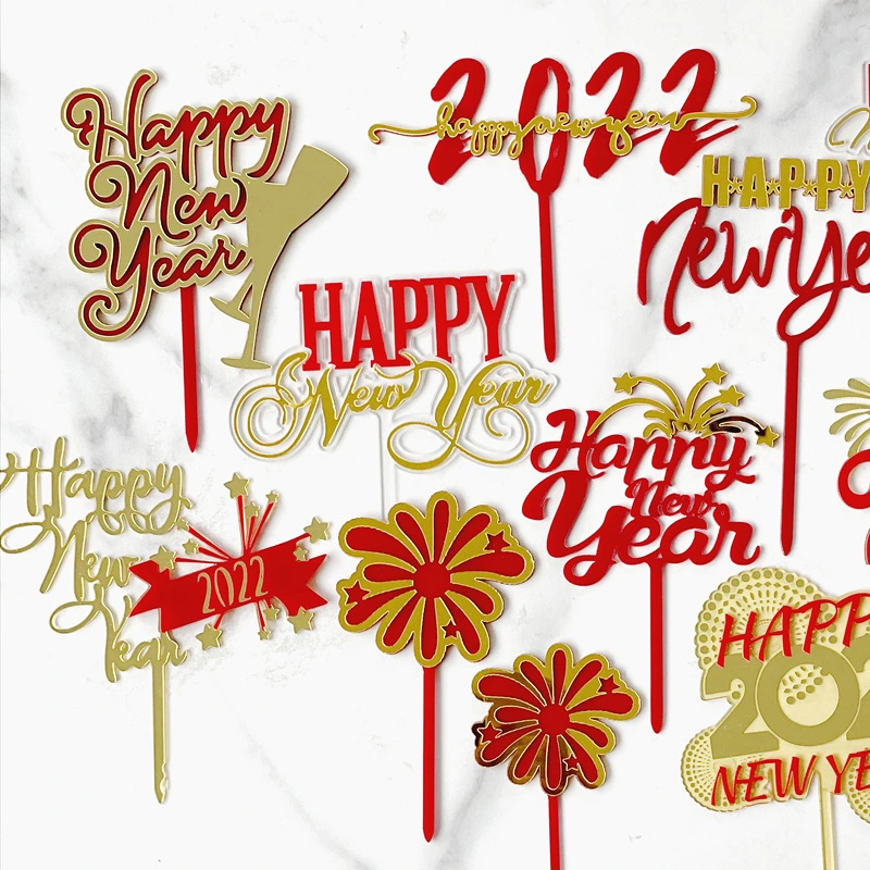 Acrylic New Year Cake Decoration Happy New Year Party Plugin