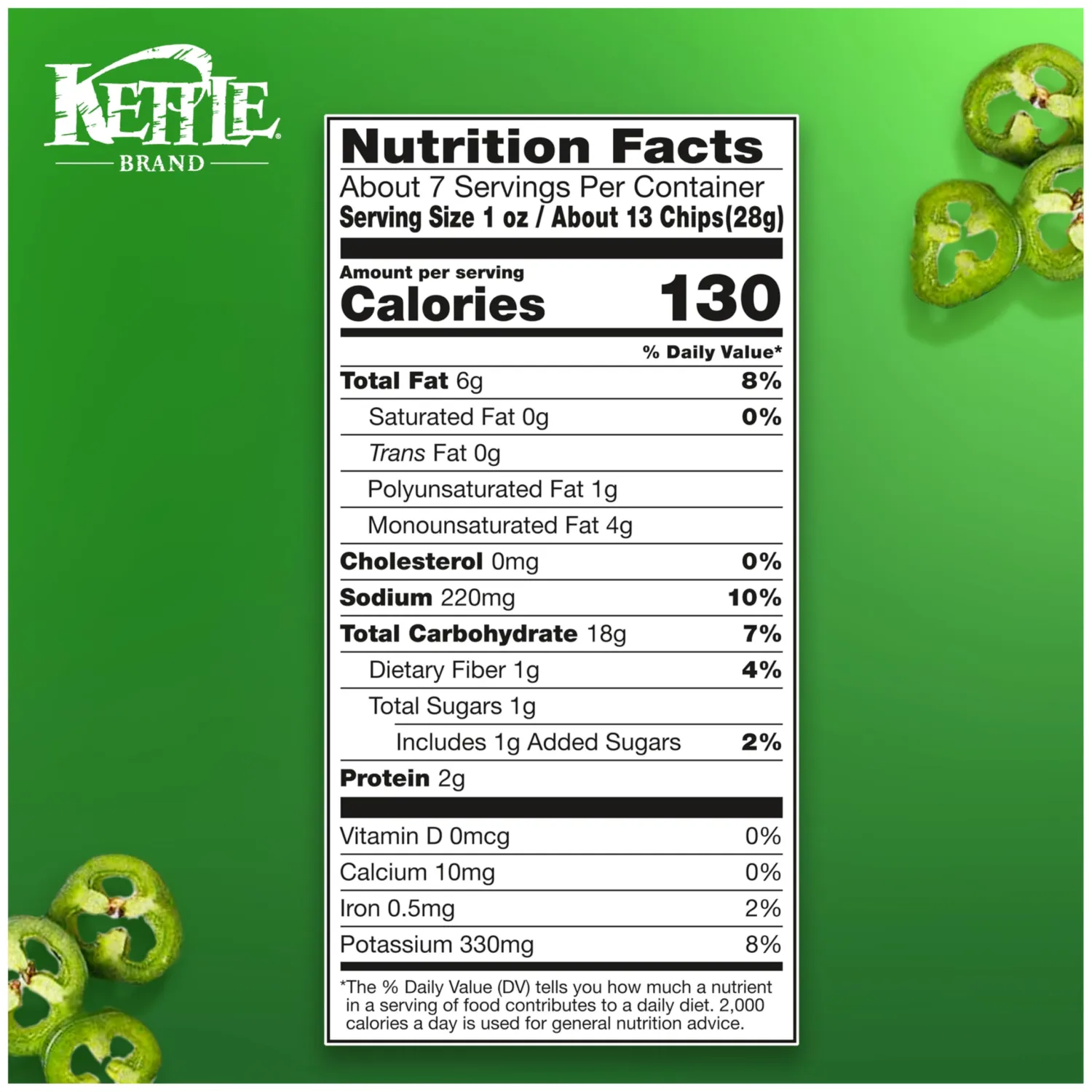Kettle Brand Potato Chips, Air Fried Jalapeño Kettle Chips, 6.5 Oz Bag