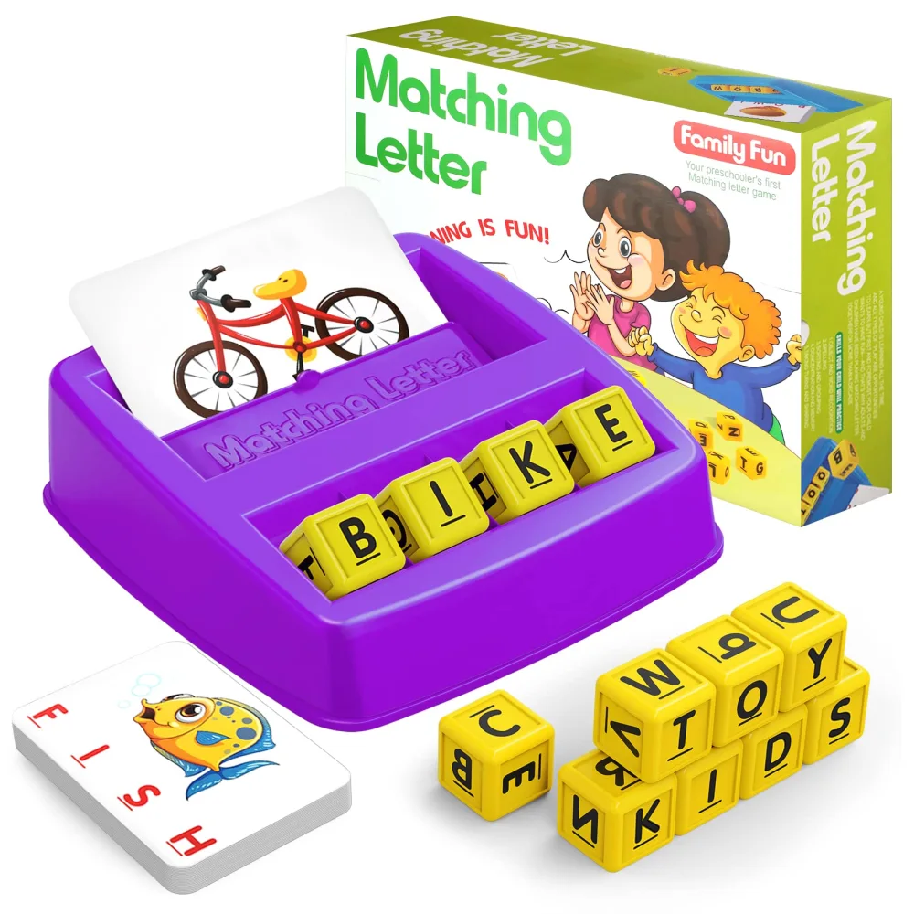 Educational Toys for 3 4 5 Year Old Girls Boys Gifts, Matching Letter Spelling Games Learning Toys for Kids 2-4 Year Olds, Christmas Birthday Gifts for 3-6 Year Old Girls Toddler Toys Age 2-4