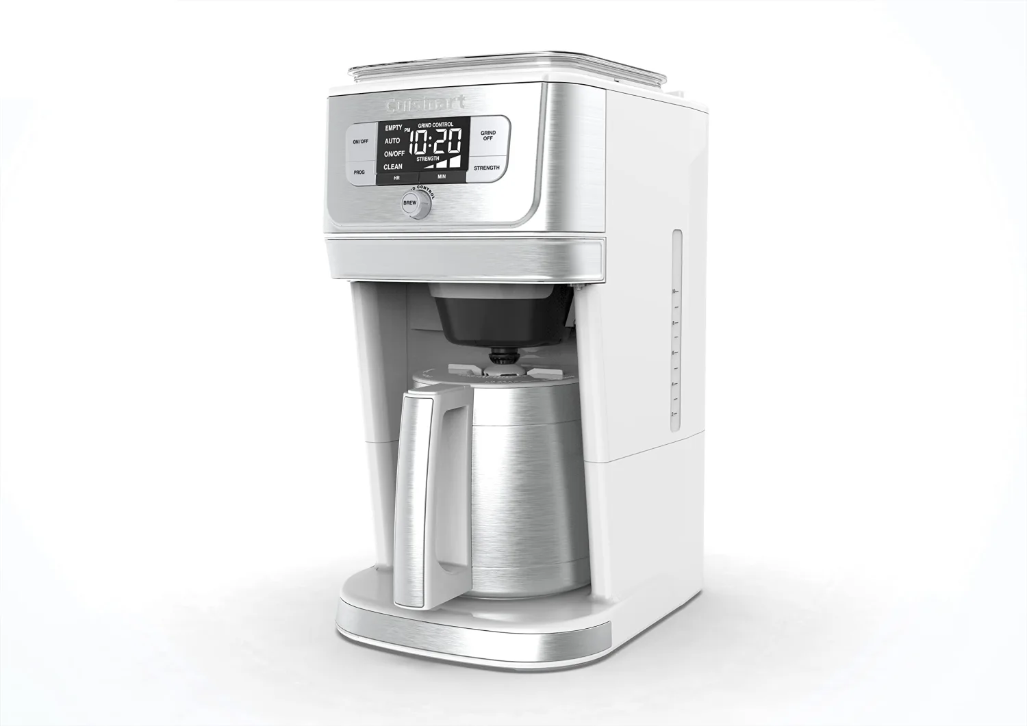 Cuisinart DGB-850W Burr Grind & Brew 10-Cup Coffeemaker with Thermal Carafe, White/Stainless Steel, Silver