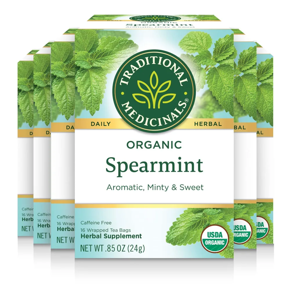 Traditional Medicinals Organic Spearmint Tea, Healthy & Refreshing, 16 Count (Pack of 6)