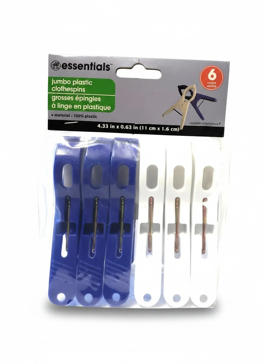 1 X Jumbo Plastic Clothespins 6 Pack