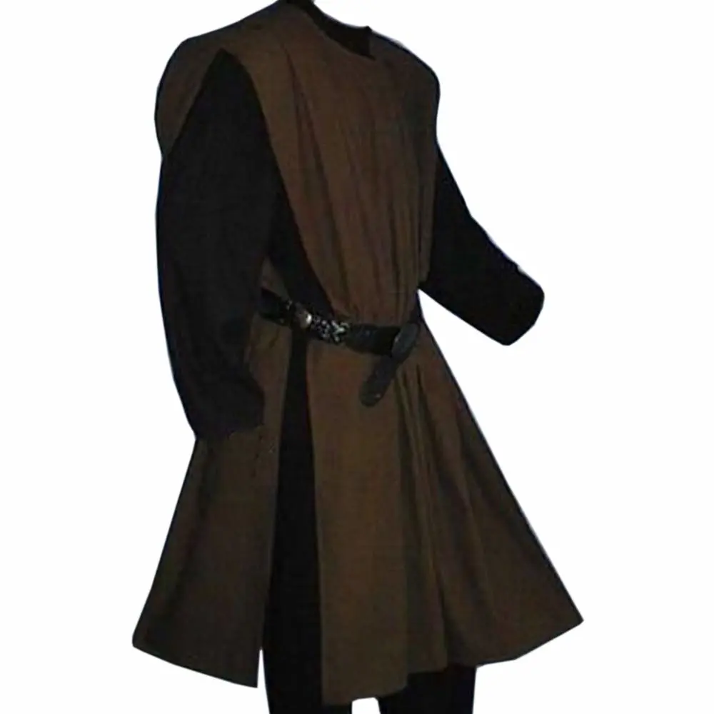 Gafeng Mens Medieval Knight Costume Templar Warrior Crusader Cloak Coat Robe Retro Halloween Tunic LARP Tabard Cosplay
