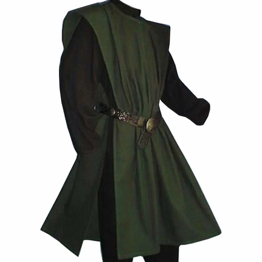 Gafeng Mens Medieval Knight Costume Templar Warrior Crusader Cloak Coat Robe Retro Halloween Tunic LARP Tabard Cosplay