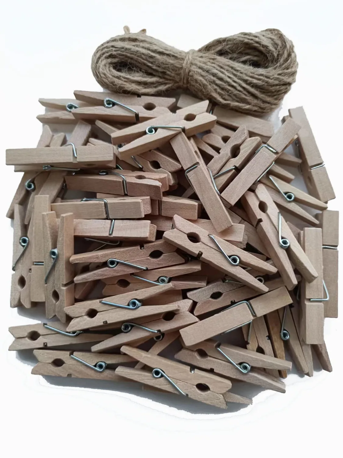 50pcs Small Wood Clothes Pins Pegs Strong Hangers Picture Display Art Craft Clip Clamps Party Wedding Office Decor Wire Clothesline