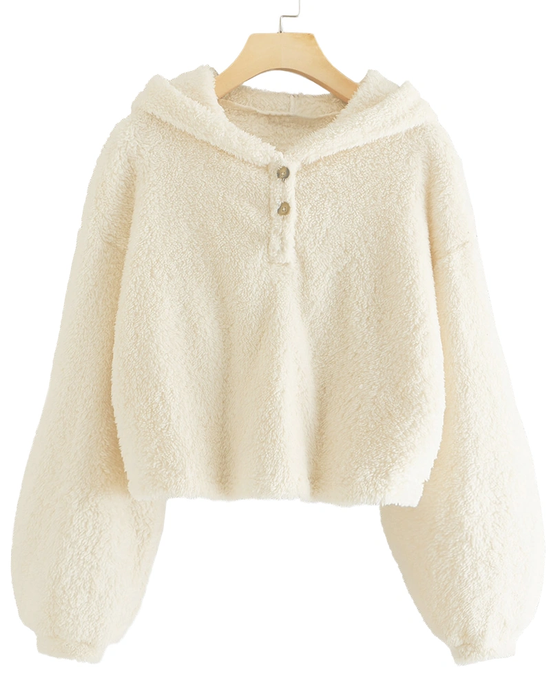 GAMISOTE Kids Girl's Fuzzy Hoodies Warm Loose Button Down Pullover Sherpa Jacket Top