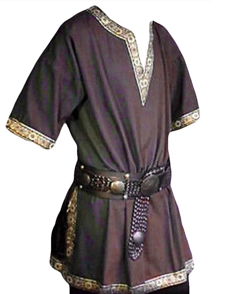 Taoliyuan Mens Medieval Costume Halloween Renaissance Tunic Viking Knight Pirate Vintage Warrior LARP Shirts