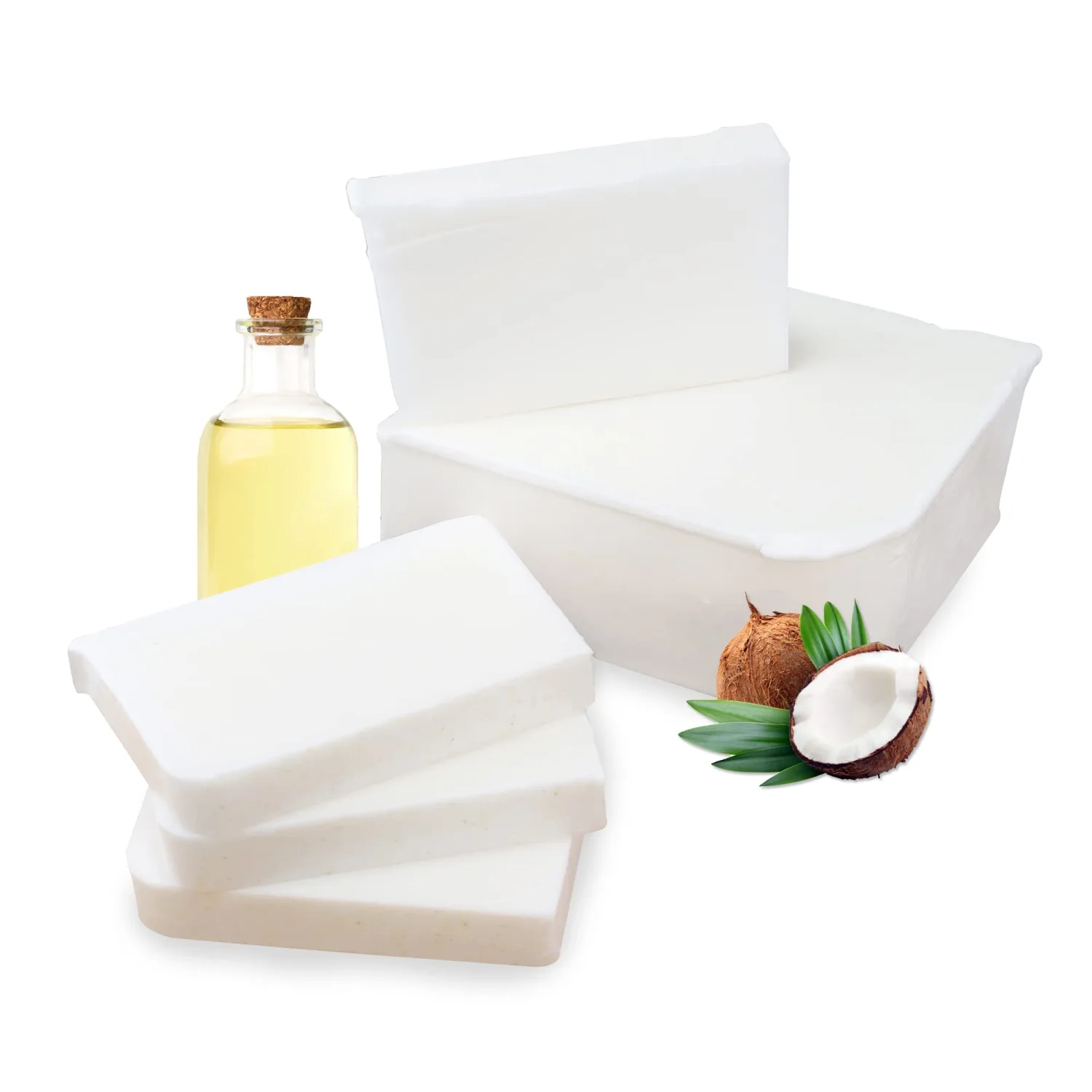 Primal Elements Coconut Oil Soap Base - Moisturizing Melt and Pour Glycerin Soap Base for Crafting and Soap Making, Vegan, Cruelty Free, Easy to Cut - 2 Pound