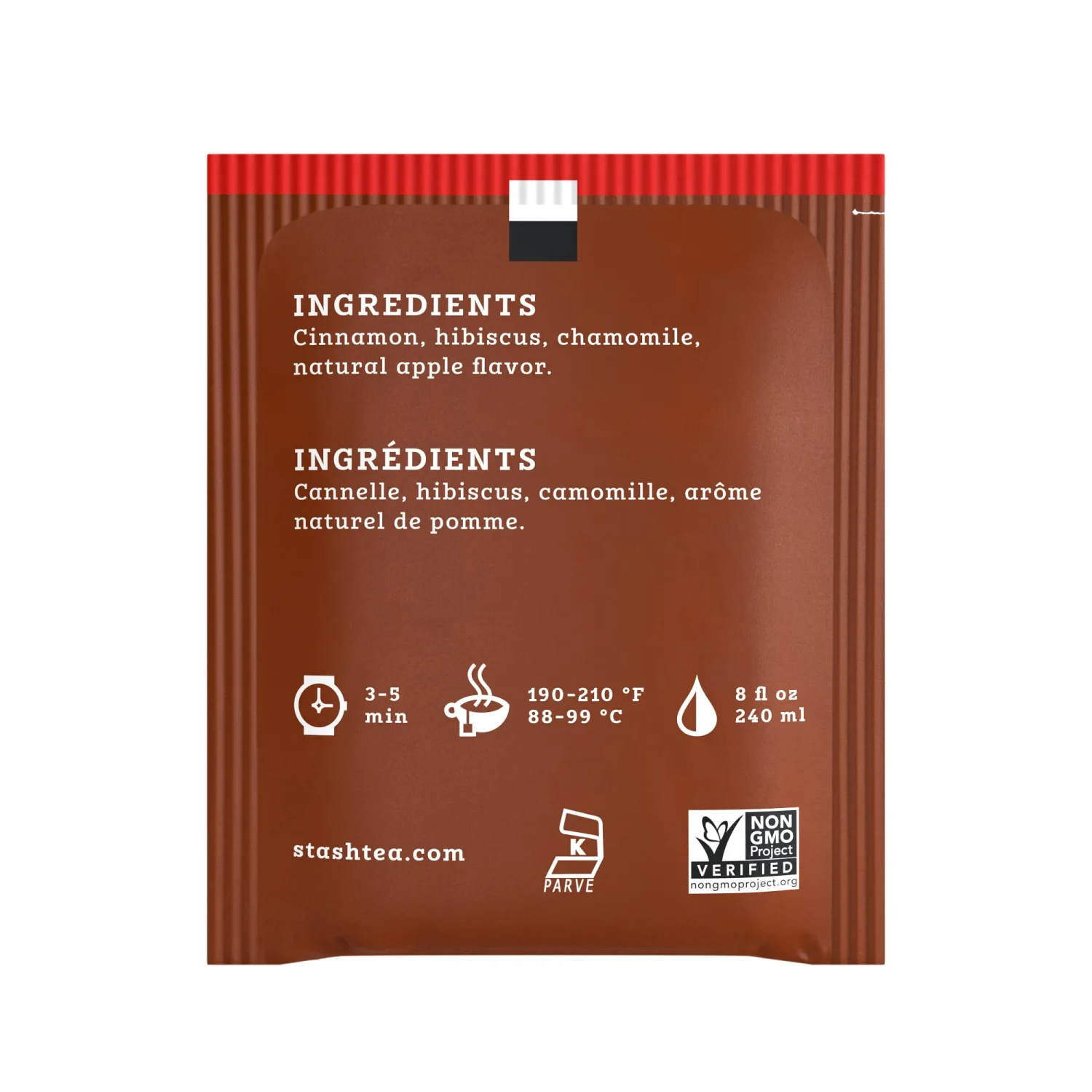Stash Tea Cinnamon Apple Chamomile Herbal Tea - Naturally Caffeine Free, Non-GMO Project Verified Premium Tea with No Artificial Ingredients, 100 Count (BULK PACKAGING)