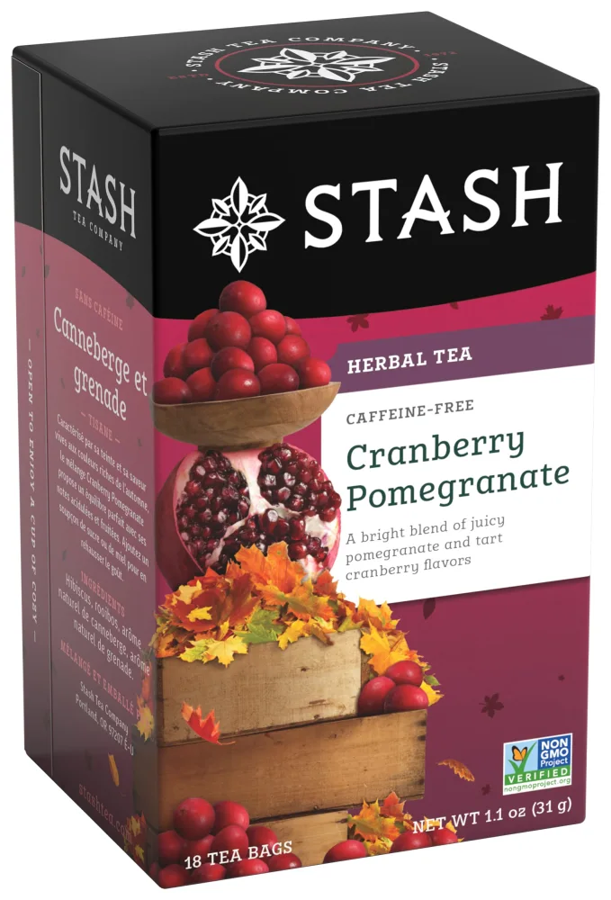 Stash Tea Cranberry Pomegranate Herbal Tea - Naturally Caffeine Free, Non-GMO Project Verified Premium Tea with No Artificial Ingredients, 18 Count (Pack of 6) - 108 Bags Total