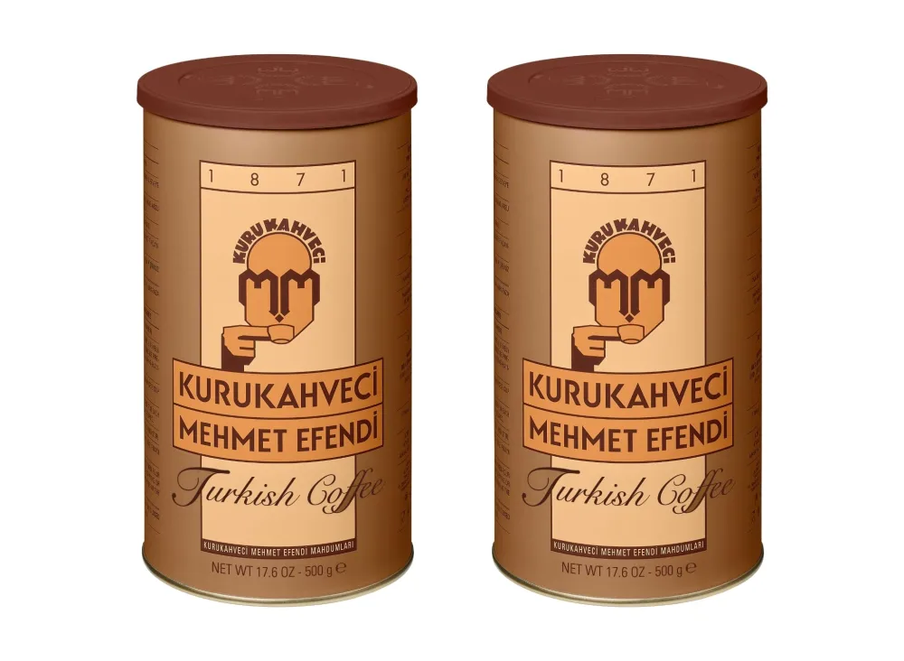 KURUKAHVECI MEHMET EFENDI Turkish Coffee, Arabica Beans, Roasted Ground,Rich Aroma, Fresh, Medium to Heavy-bodied, Original Taste Since 1871 (17.6 OZ / 500 Gr) Pack of 2