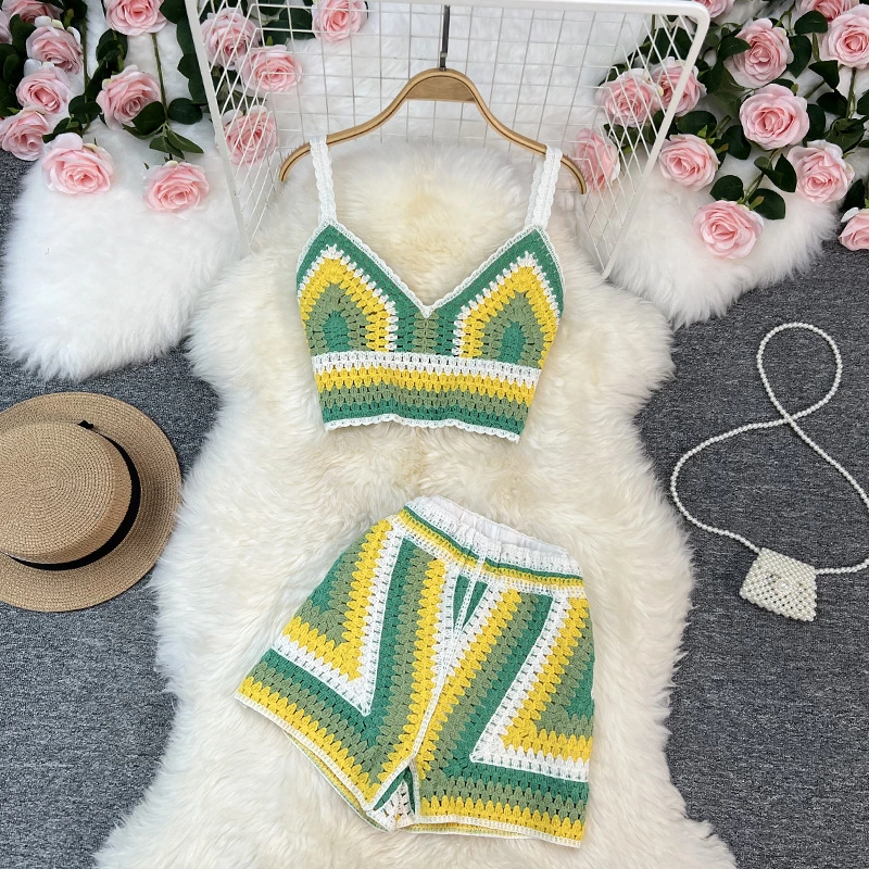 Women's High Waist Wide Leg Shorts Two-piece Set