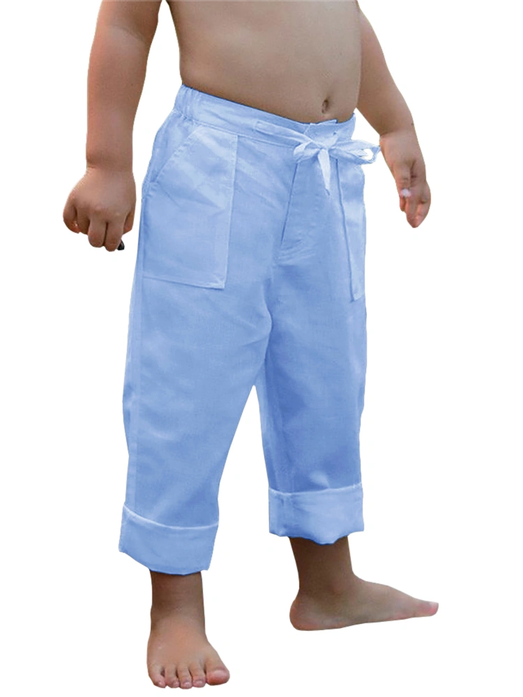 Makkrom Toddler Baby Boys Pants Drawstring Elastic Waist Casual Linen Solid Summer Trousers