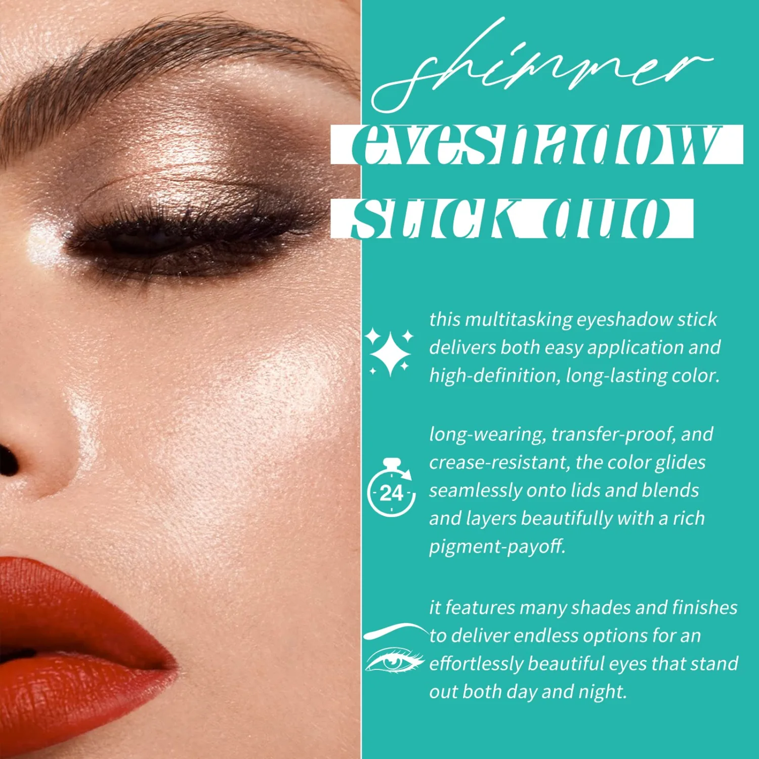 KIMUSE 2PCS Waterproof Eyeshadow Stick Set, Brightener Eyeshadow Pencil Duo, Glitter Highlighter Eye Liner, Shimmer Creamy Long Lasting Eye Makeup