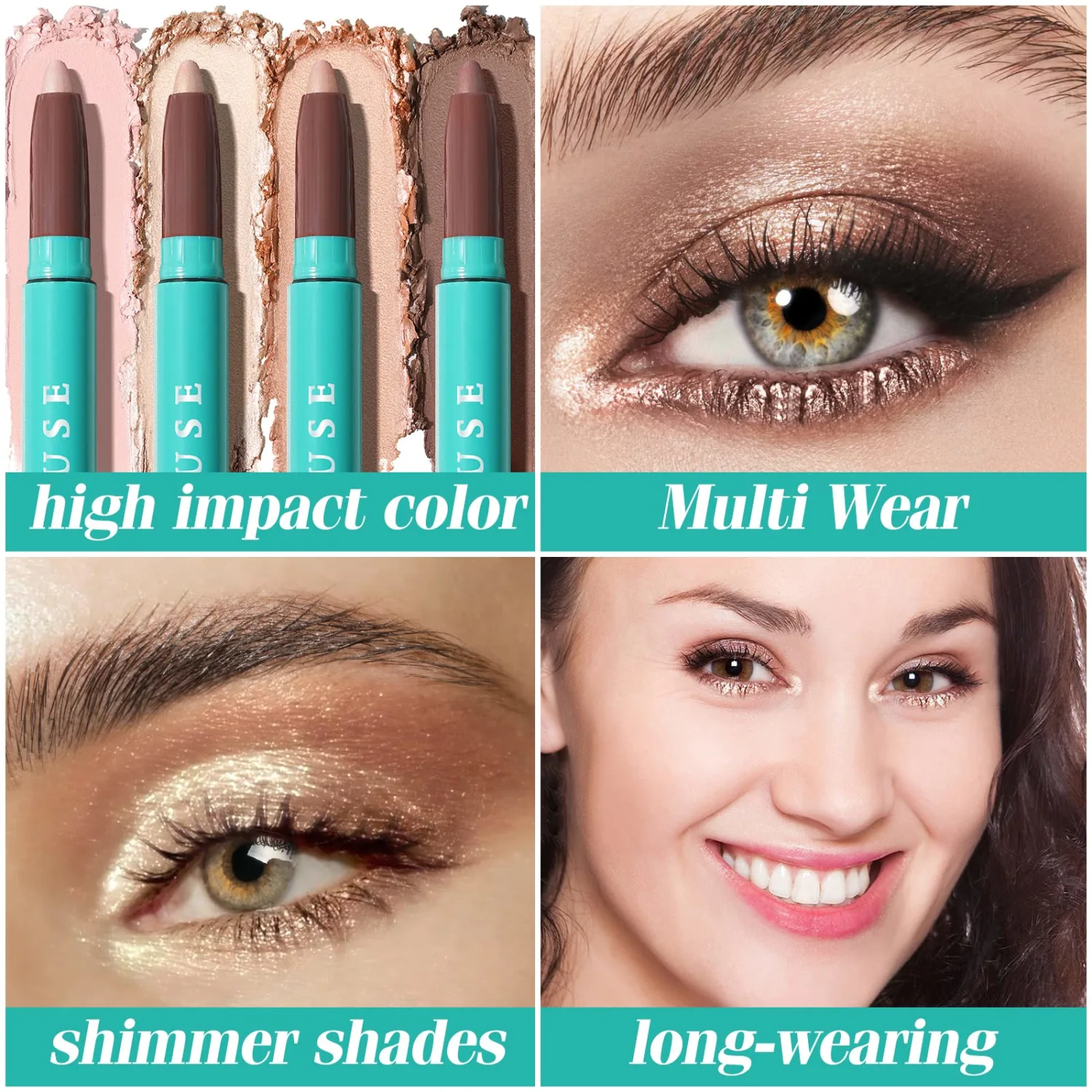 KIMUSE 2PCS Waterproof Eyeshadow Stick Set, Brightener Eyeshadow Pencil Duo, Glitter Highlighter Eye Liner, Shimmer Creamy Long Lasting Eye Makeup