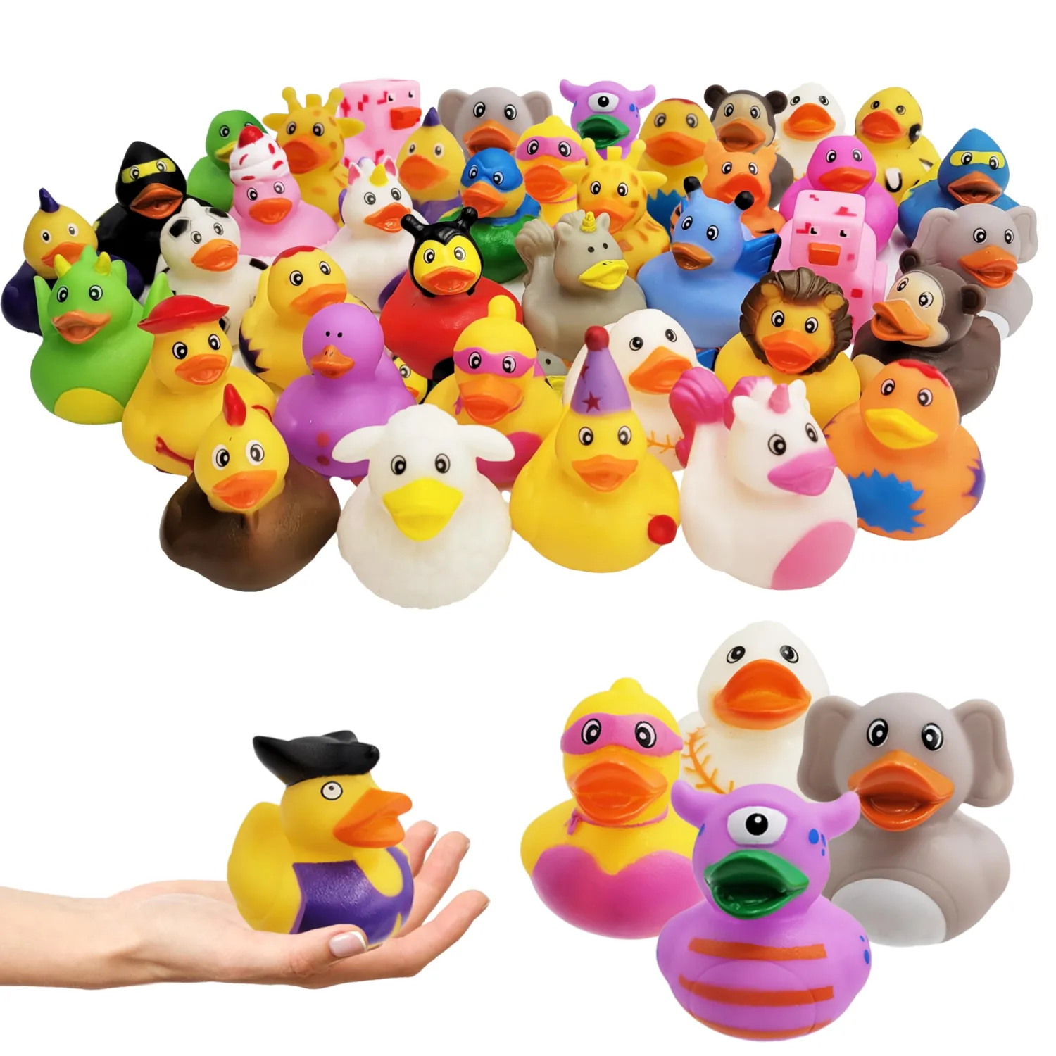 The Dreidel Company Assortment Rubber Duck Toy Duckies for Kids, Bath Birthday Gifts Baby Showers Classroom Incentives, Summer Beach and Pool Activity, 2" (12-Pack)