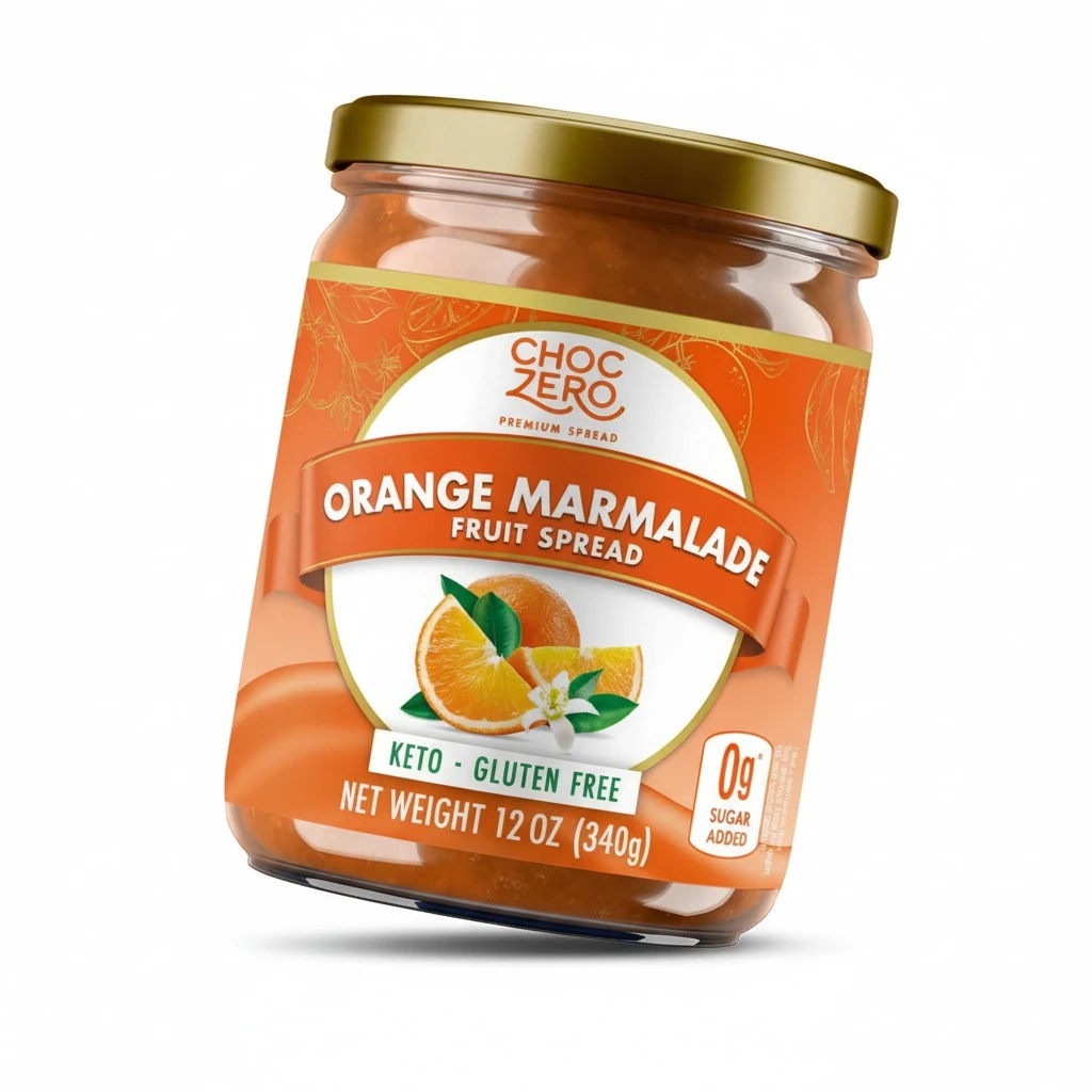 ChocZero Sugar Free Orange Marmalade - Sweet Keto Jam Spread with Oranges - No Added Sugars (1 Jar, 12oz)