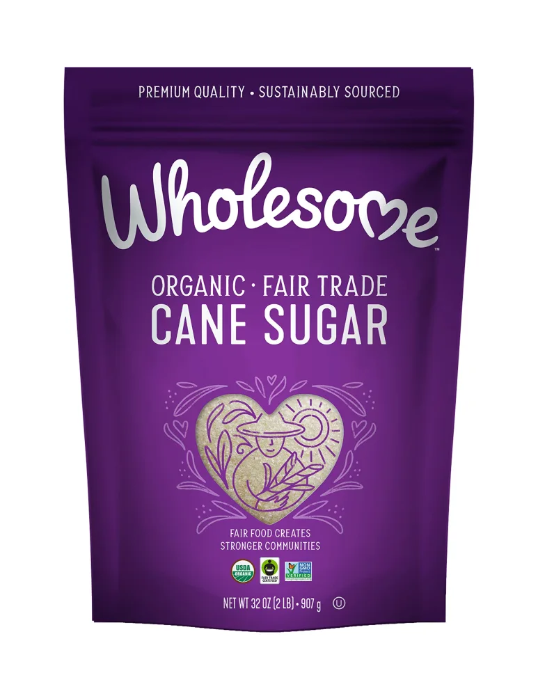 Wholesome Sweeteners Organic Cane Sugar, Fair Trade, Non GMO & Gluten Free, 2 lb, Pack of 12