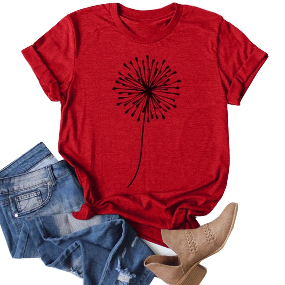 Cicy Bell Women's Dandelion Print T Shirts Cute Graphic Tees Short Sleeve Summer Cotton Tee Tops