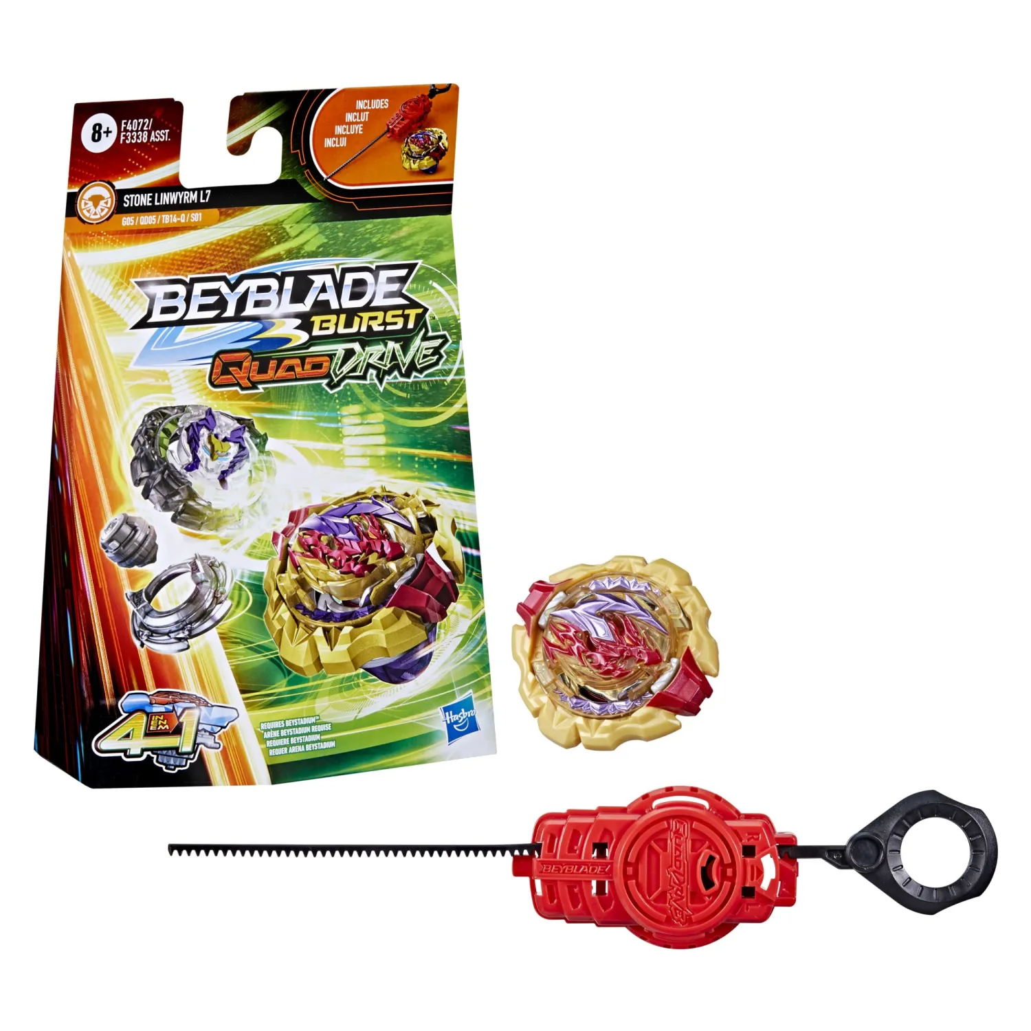 BEYBLADE Burst QuadDrive Stone Linwyrm L7 Spinning Top Starter Pack - Stamina/Balance Type Battling Game with Launcher, Toy for Kids