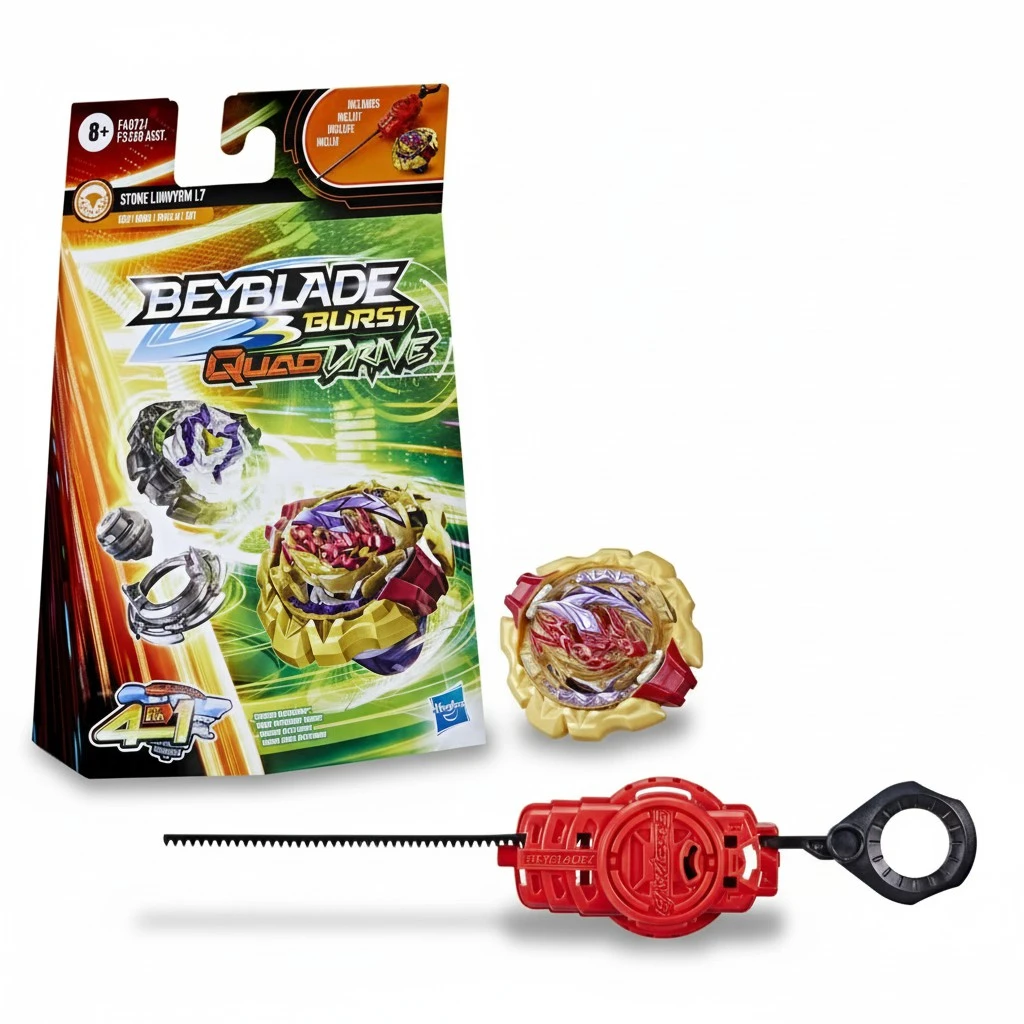 BEYBLADE Burst QuadDrive Stone Linwyrm L7 Spinning Top Starter Pack - Stamina/Balance Type Battling Game with Launcher, Toy for Kids