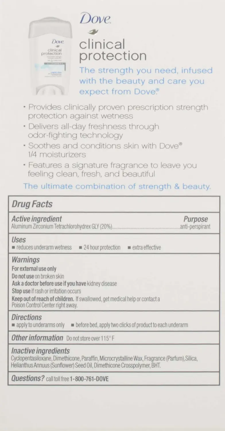 Dove Clinical Protection Antiperspirant/Deodorant, Original Clean, Stick, 1.7 Ounce (Pack of 2)