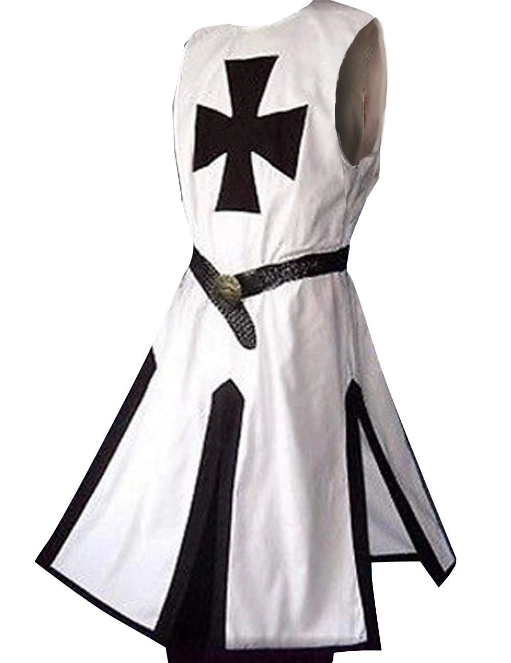 Mens Medieval Crusader Knights Templar Tunic Costumes Renaissance Halloween Surcoat Warrior Black Plague Cloak Cosplay Top