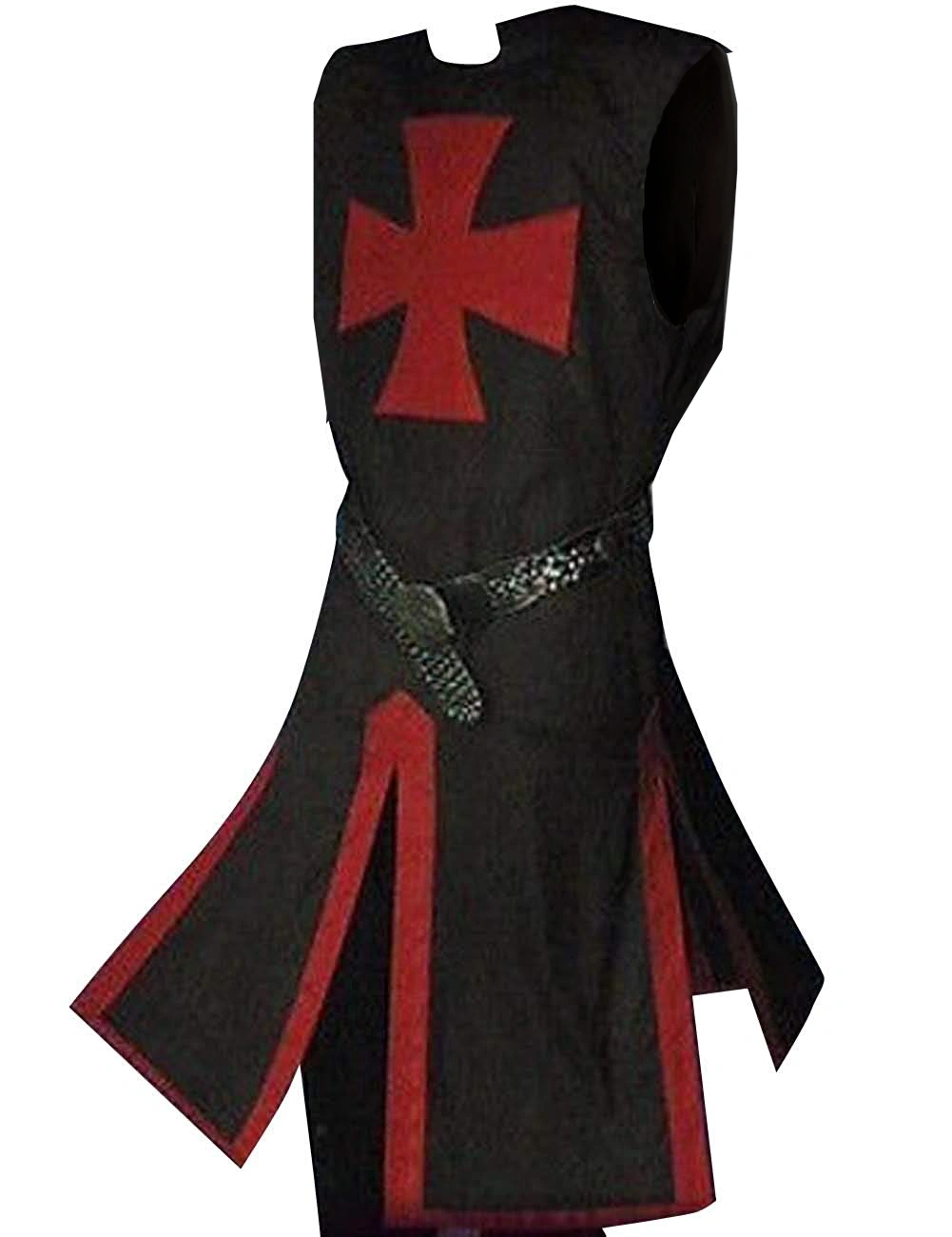 Mens Medieval Crusader Knights Templar Tunic Costumes Renaissance Halloween Surcoat Warrior Black Plague Cloak Cosplay Top