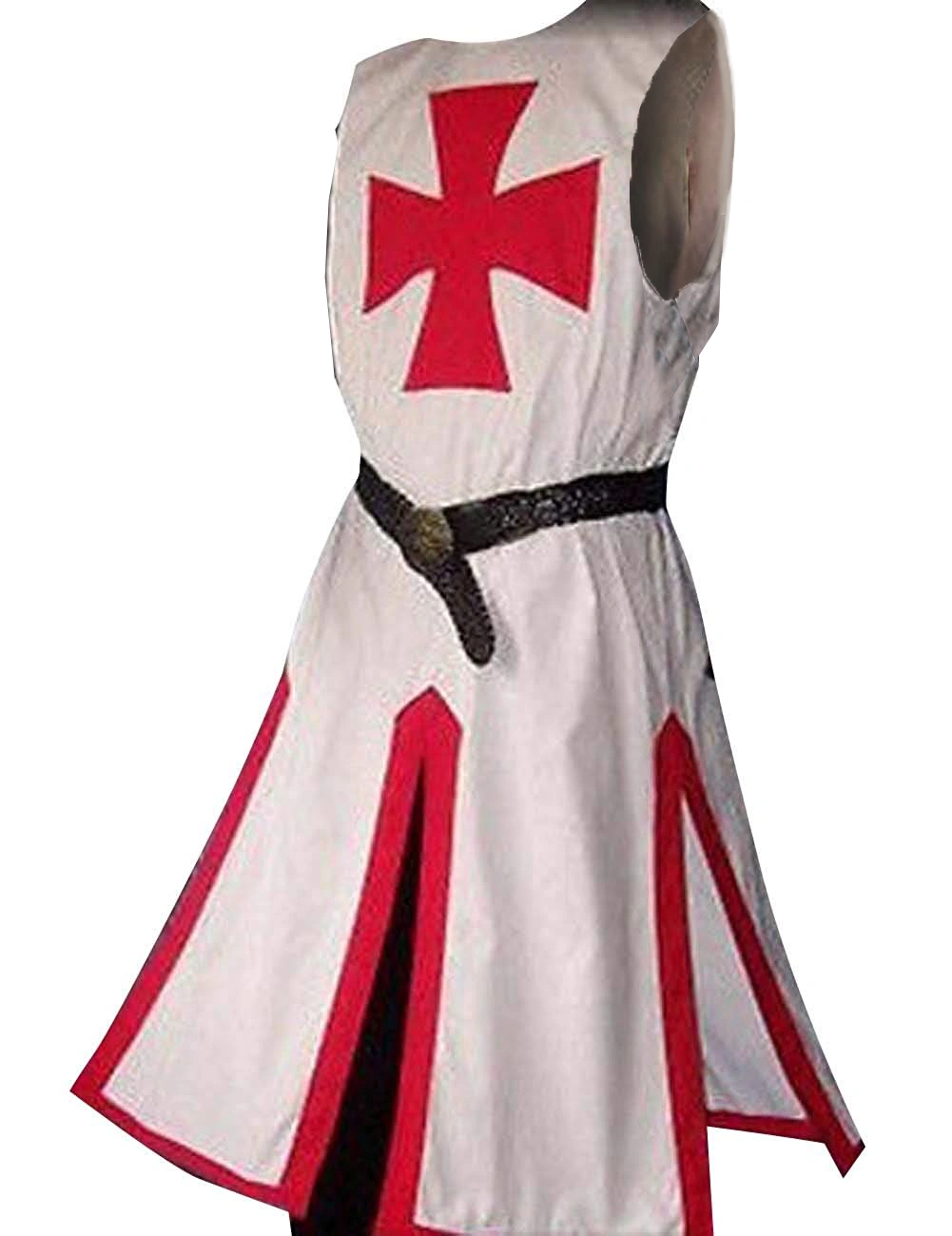 Mens Medieval Crusader Knights Templar Tunic Costumes Renaissance Halloween Surcoat Warrior Black Plague Cloak Cosplay Top