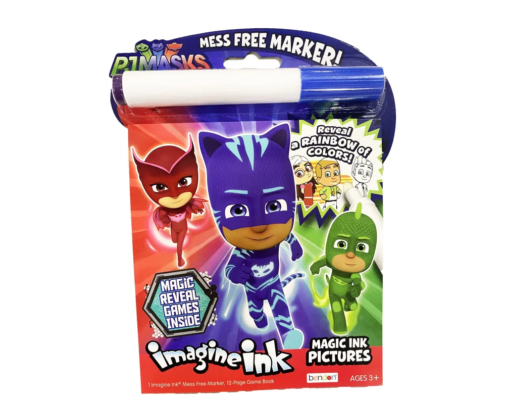 Bendon PJ Mask Imagine Ink Magic Ink Pictures and Game Book with Mess Free Marker