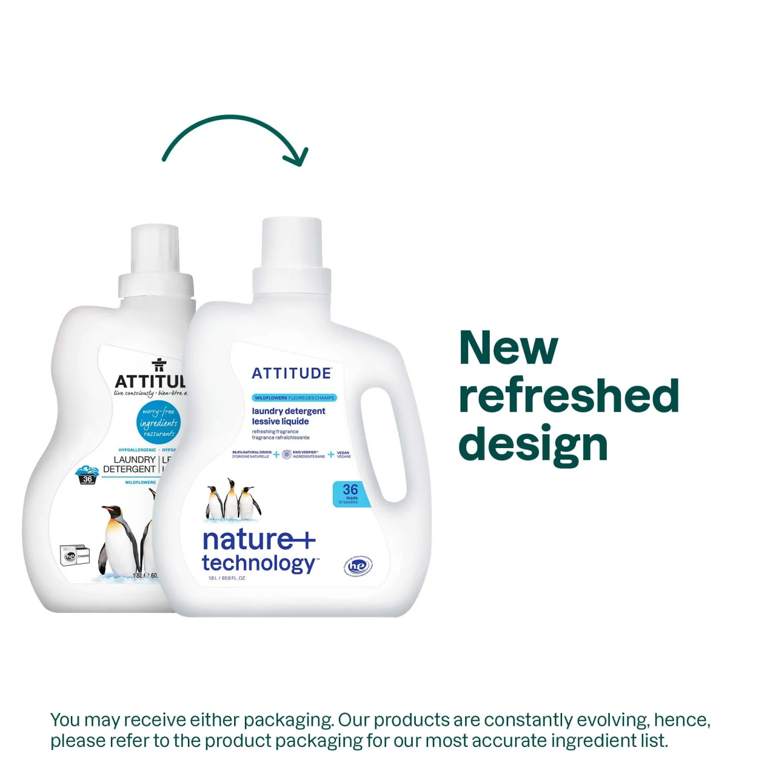 ATTITUDE Liquid Laundry Detergent, EWG Verified Laundry Soap, 36 Loads, HE Compatible, Vegan, Plant Based Products, Cruelty-Free, Wildflowers, 60.8 Fl Oz