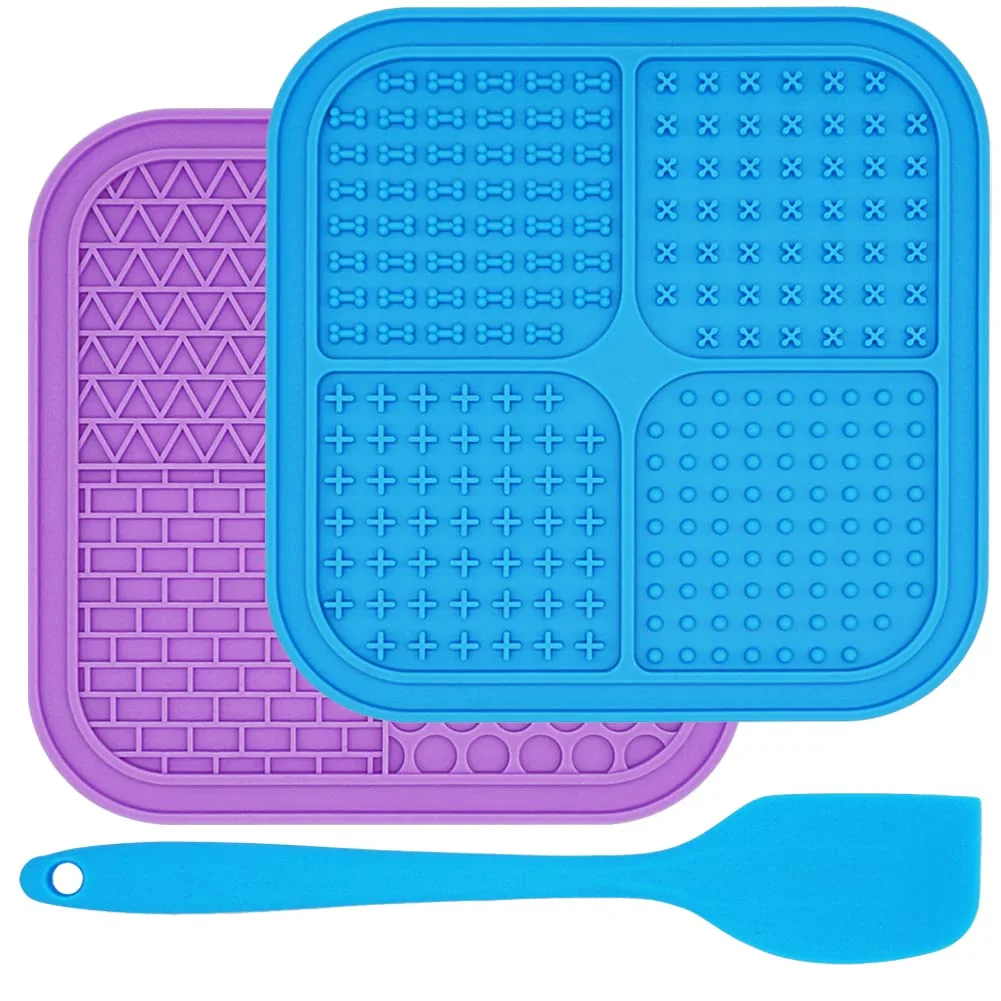 Ley's Dog Licking Mat with Suction Cups, 2 Pack Slow Feeder Mat for Dogs & Cats, Pet Treat Mat Anxiety Relief, Help Pets for Bathing,Nail Trimming