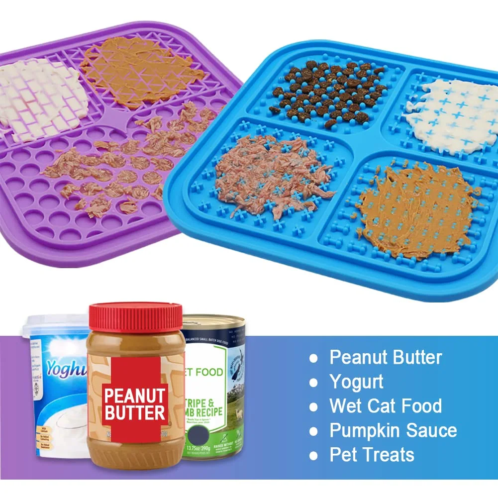 Ley's Dog Licking Mat with Suction Cups, 2 Pack Slow Feeder Mat for Dogs & Cats, Pet Treat Mat Anxiety Relief, Help Pets for Bathing,Nail Trimming