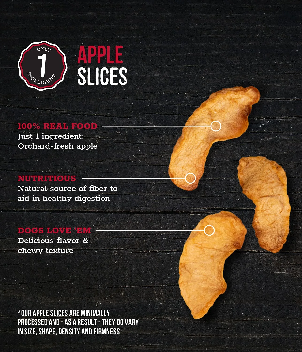 Wholesome Pride Apple Slices 100% All-Natural Single Ingredient, Soft, USA-Sourced Dog Treats, 8 oz