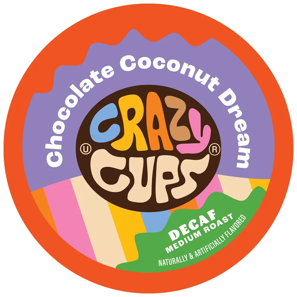 Crazy Cups Flavored Decaf Hot or Iced Coffee, for the Keurig K Cups 2.0 Brewers, Chocolate Coconut Dream, 22 Count