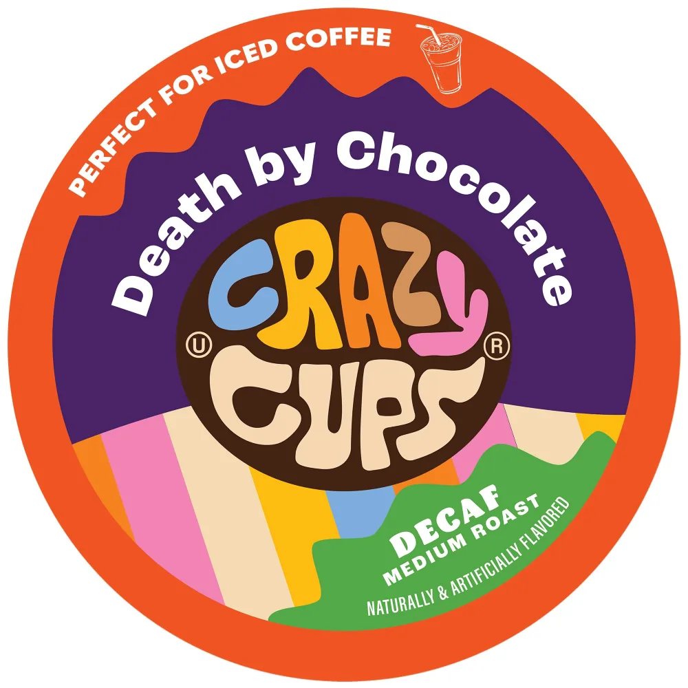 Crazy Cups Decaf Flavored Hot or Iced Coffee, for the Keurig K Cups 2.0 Brewers, Death By Chocolate, 22 Count