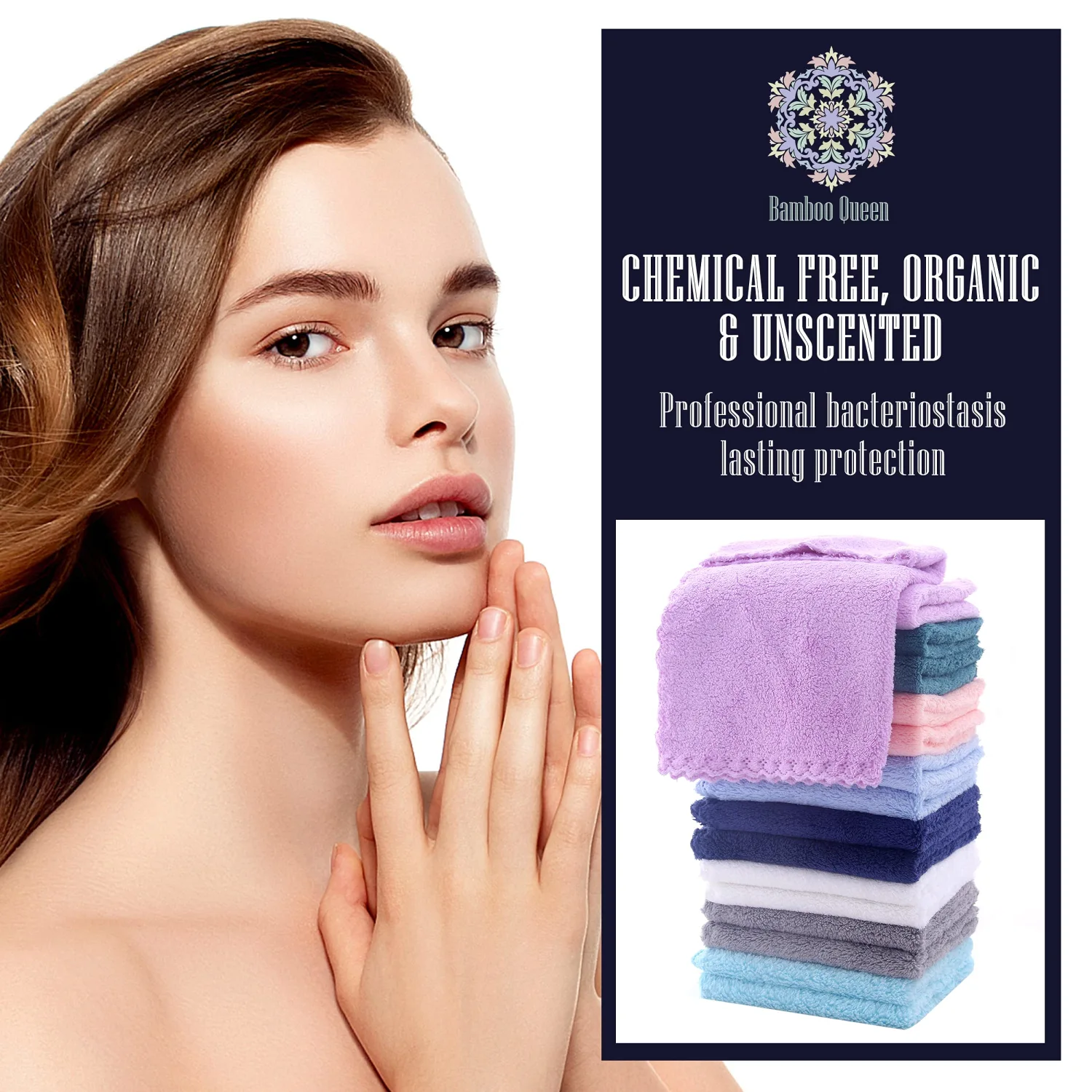 16 Count Premium Makeup Remover Cloths- Super Soft Not Wear Skin - 8×8 Inches - Reusable Makeup Remover Cloths - Highly Absorbent Microfiber Coral Velvet Face Towels by BAMBOO QUEEN