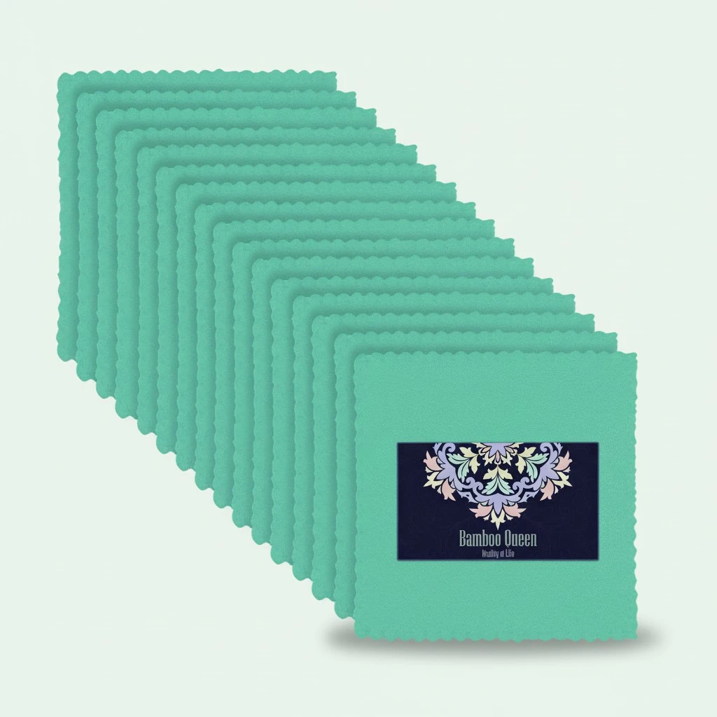 BAMBOO QUEEN 16 Count Premium Makeup Remover Cloths- Super Soft Not Wear Skin - 8×8 Inches - Reusable Makeup Remover Cloths - Highly Absorbent Microfiber Coral Velvet Face Towels Aqua Green, 8x8 Inch (Pack of 16)