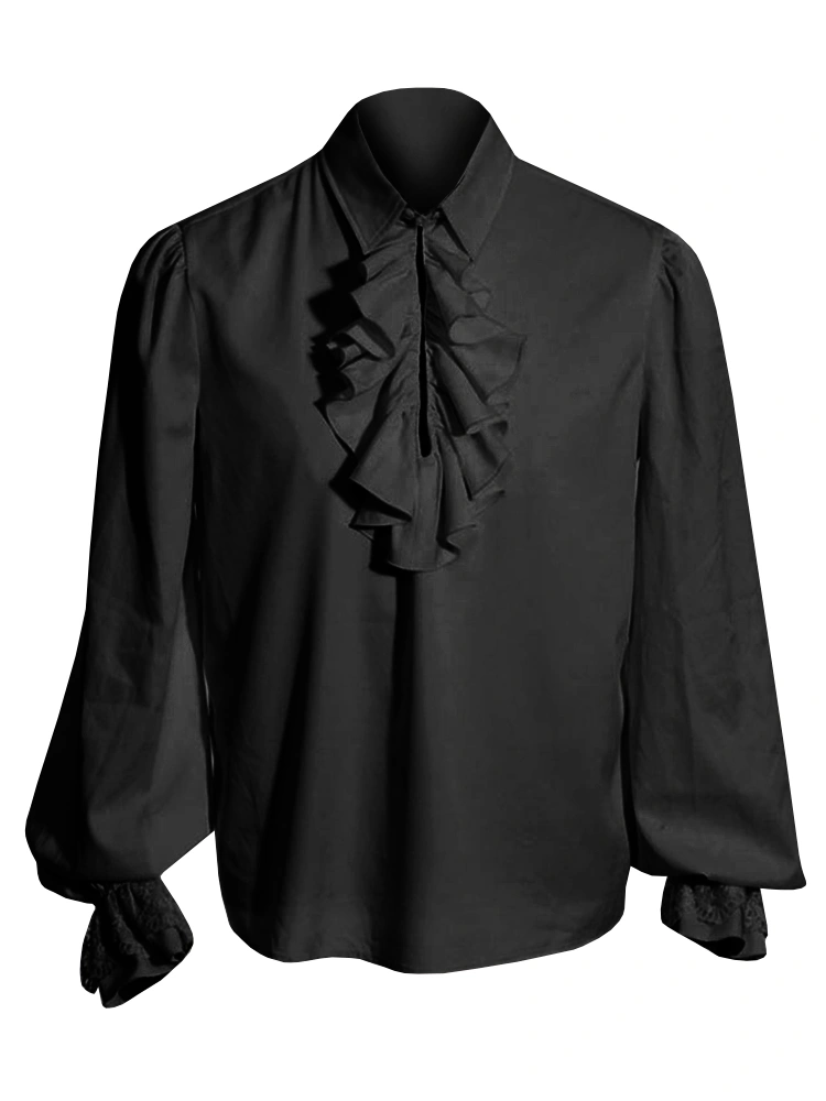 Bbalizko Mens Pirate Shirt Vampire Renaissance Victorian Steampunk Gothic Ruffled Medieval Halloween Costume Clothing